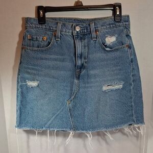 Levi's Blue Distressed Mini Skirt